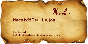Macskásy Lajos névjegykártya